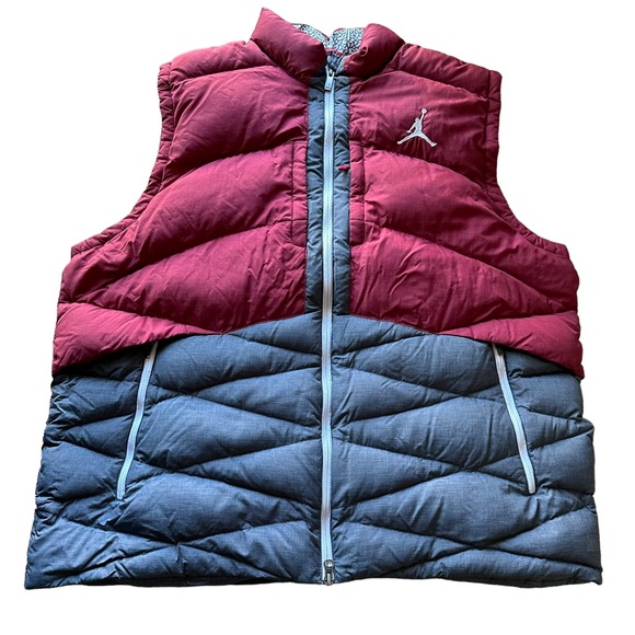 Nike Other - Nike Air Jordan Men's Puffer Vest Gray/Red Size XXL